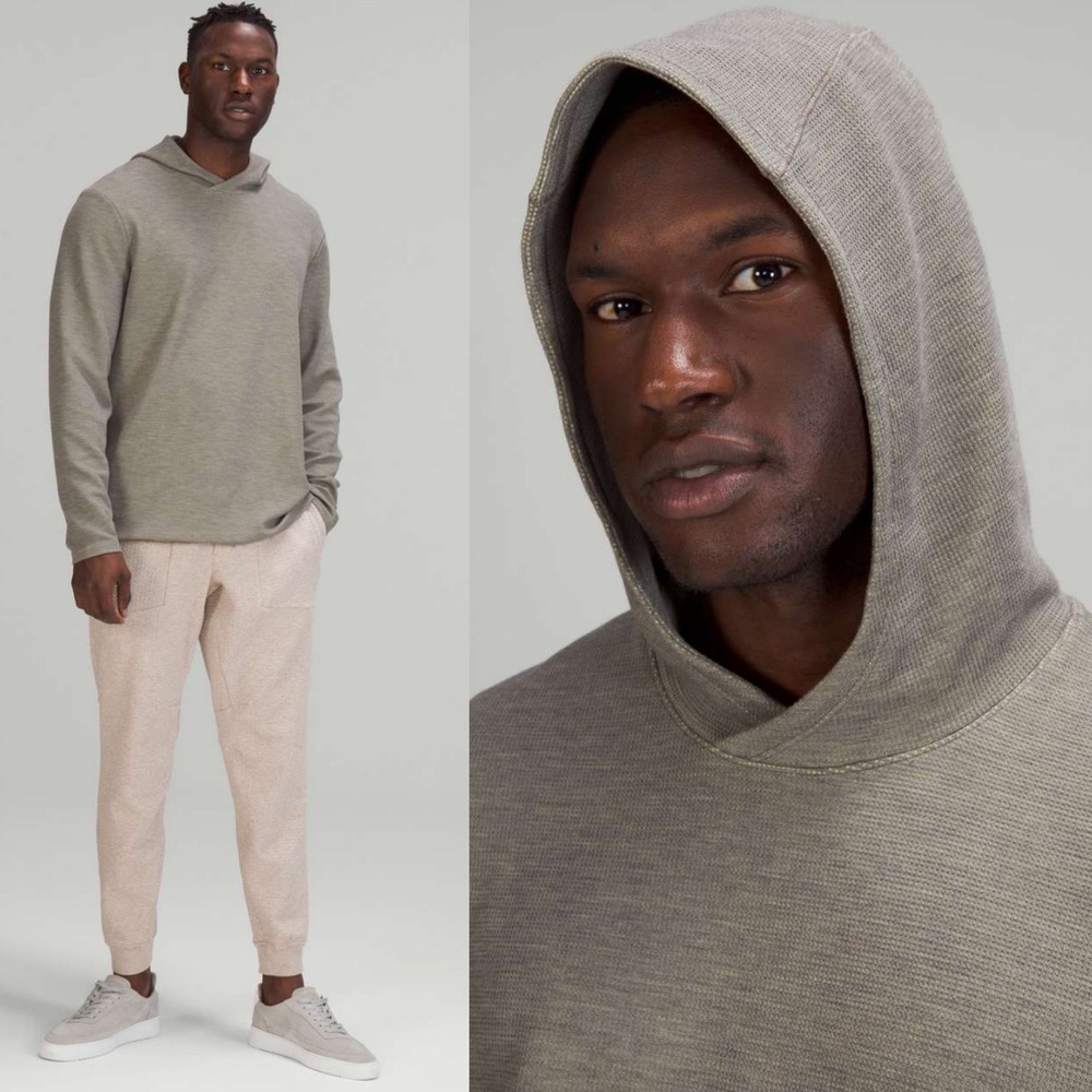 Lululemon Shift Stitch Hoodie Rover Grey Mens Size Medium Waffle Knit Anti-Stink